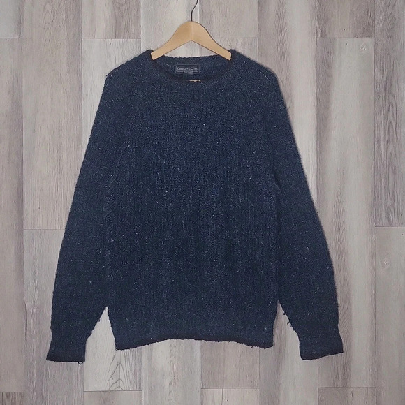 Christopher Hayes Mens Med Vintage Wool Blue Speckled Pullover Sweater 80s 90s - Picture 1 of 6